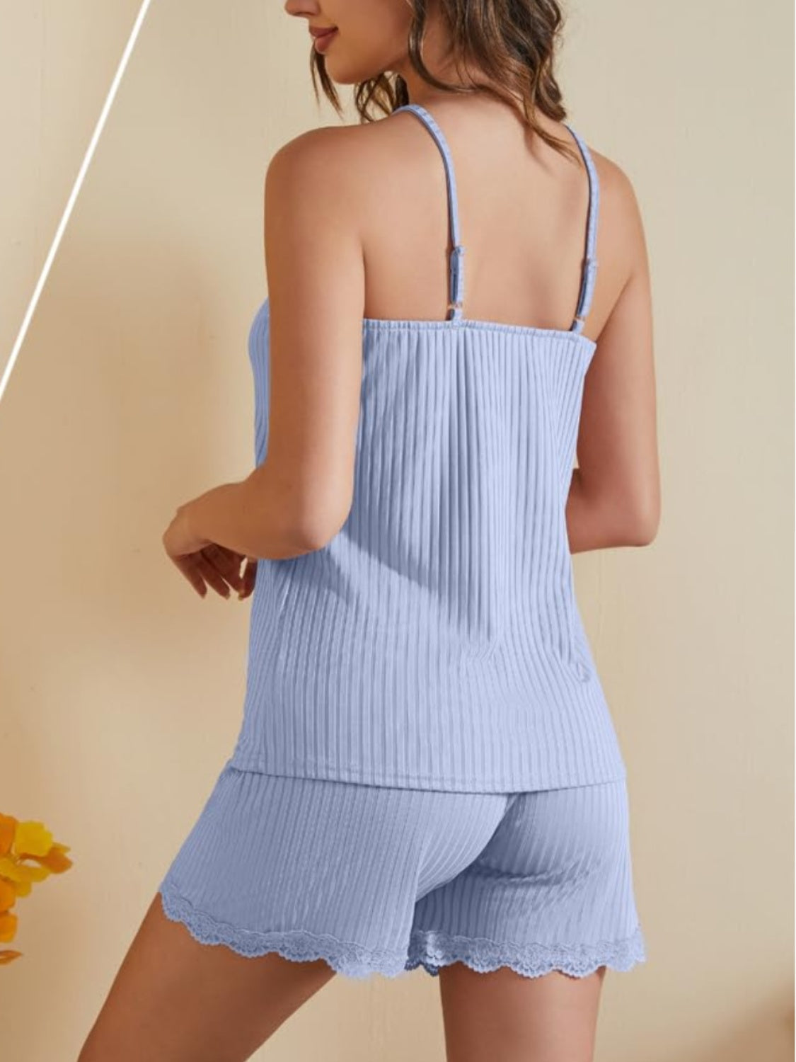 Elegant Lace Detail Two-Piece Set with Decorative Buttons Apparel & Accessories > Clothing > Sets And And Shorts And Shorts Lounge Lounge Lounge Set Neck Neck Top Neck Top And Ribbed Scoop Scoop Neck Set Ship From Overseas Short Shorts Shorts Lounge Shorts Lounge Set sync-pinterest T Top Top And Top And Shorts Y*L