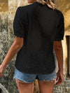 Full Size Eyelet V-Neck Short Sleeve Blouse Plus Size 4-23-overseas Lotus Couture Ship From Overseas