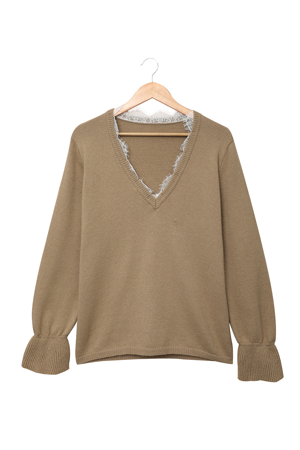 Flounce Sleeve V-Neck Sweater