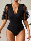Lace Bodysuit - Flutter Sleeves - Semi-Sheer - Moderate Stretch Apparel & Accessories > Clothing > Tops > Bodysuits Bodysuit Dylan Studio Flutter Flutter Sleeve Lace Ship From Overseas Sleeve Sleeve Bodysuit Surplice sync-pinterest T V