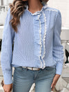 Lace Blouse - Ruffled Sheer Opaque Design - Polyester Cotton Apparel & Accessories > Clothing > Tops DY Ship From Overseas sync-pinterest