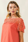 Dress - Wrinkled - Crochet Lace Yoke - Boho - Lightweight - Casual 5-2-usa BiBi Ship from USA