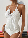 Lace Openwork Tied Top with No Stretch and Opaque Finish Apparel & Accessories > Clothing > Tops > Bodysuits Bodysuit Halter Halter Neck Hundredth Lace Lace Bodysuit Neck Neck Lace Ship From Overseas sync-pinterest