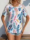 Lace Button-Up Top - Semi-Sheer - Stretchy - Women's Blouse Apparel & Accessories > Clothing > Tops Hundredth Ship From Overseas sync-pinterest