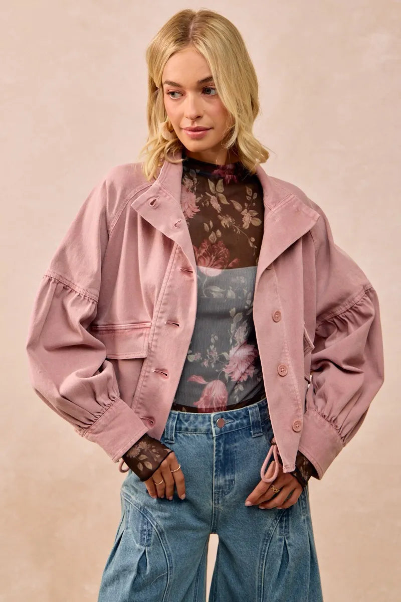 Floral Mesh Sheer Blouse with Ruched Sleeves BiBi Ship from USA