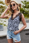 Tank Top - V-Neck Sleeveless Lace - Animal Print Casual Apparel & Accessories > Clothing > Tops Lace Leopard Romantichut Scalloped Shiny Ship From Overseas Spliced Spliced Lace sync-pinterest Tank