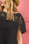 Dress - Crochet Lace Yoke - Wrinkled Texture - Boho - Flowy - Lightweight 5-2-usa BiBi Ship from USA