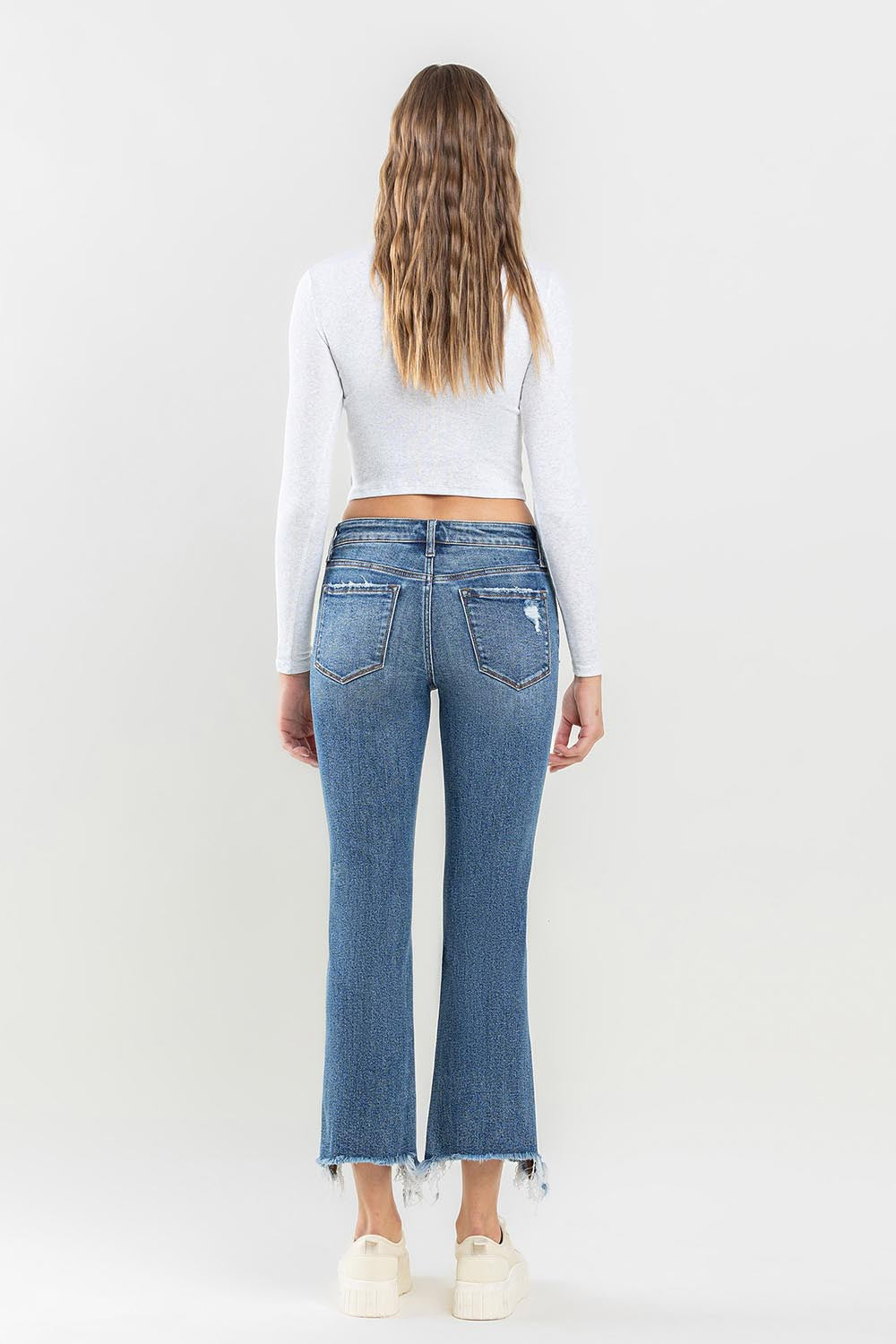 Denim Jeans - Mid Rise - Frayed Hem - Raw Edge - Pockets Apparel & Accessories > Clothing > Pants Lovervet Only Available for U.S. Residents Ship from USA sync-pinterest
