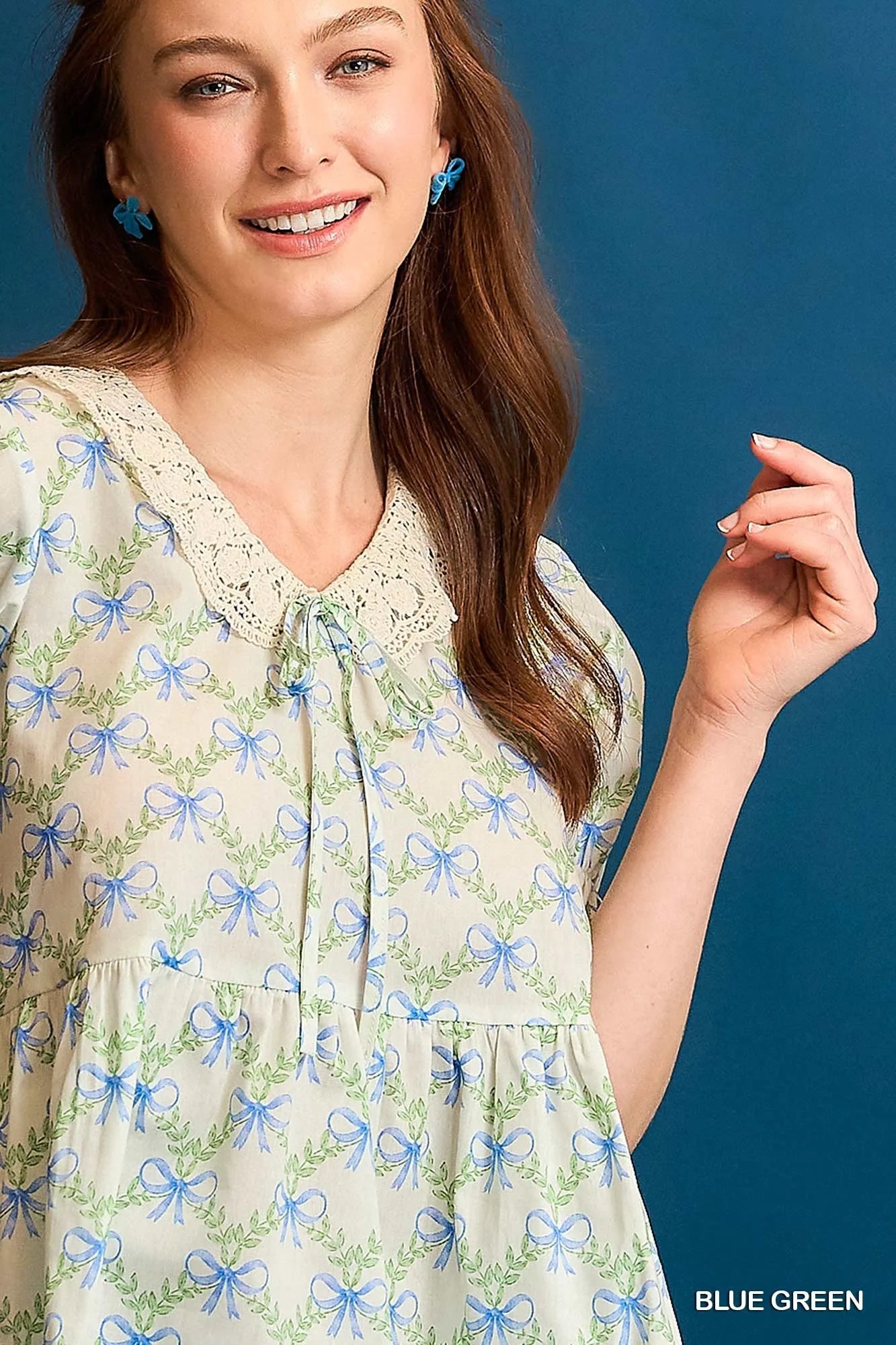 Cotton Puff Sleeve Blouse - Chic Flounce Bow 7-11 Ship from USA Umgee USA