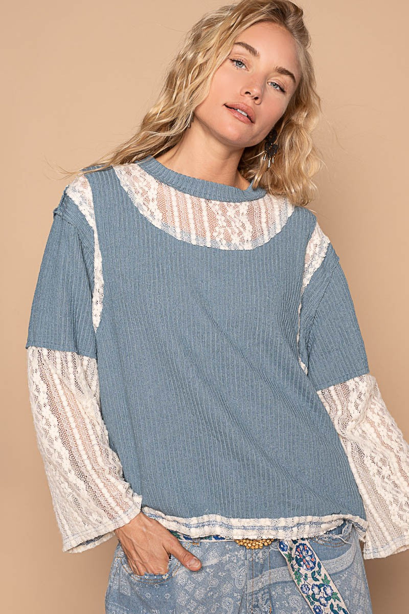 Cornflower Blue Lace Top - Long Sleeve - Round Neck Clothing & Accessories > Clothing > Tops autopostr_pinterest_71101 autopostr_pinterest_71118 autopostr_pinterest_71178 autopostr_pinterest_71277 lace long neck panel pol round sleeve top