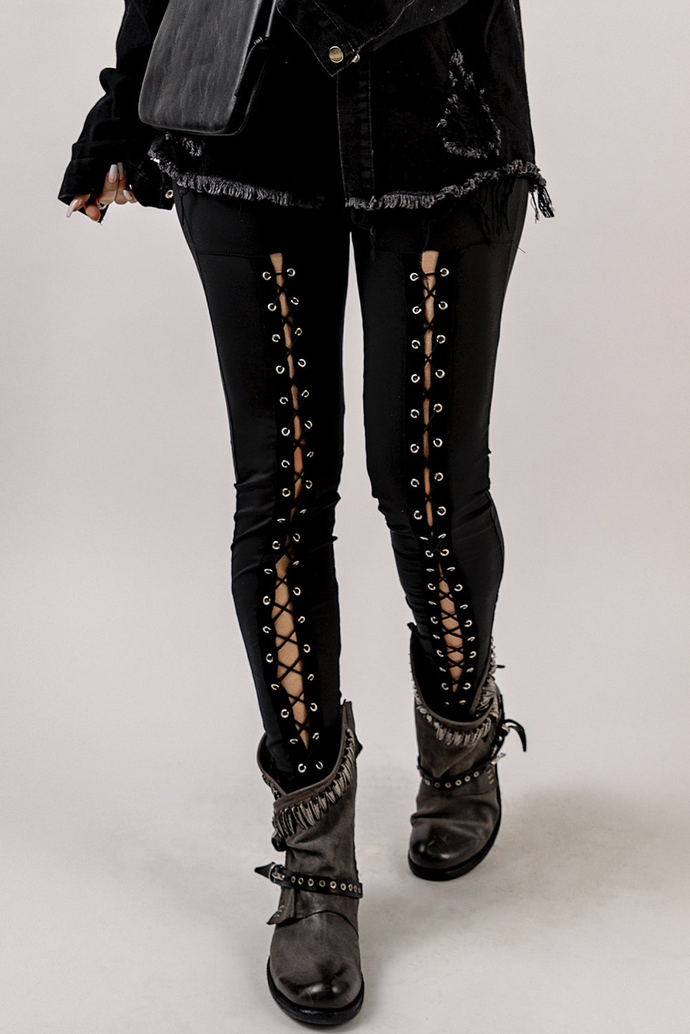 Casual Pants - Lace-Up - Solid - Long - Slight Stretch Apparel & Accessories > Clothing > Pants Lace Lace Up Leg Ship From Overseas sync-pinterest SYNZ T Up