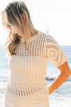 Puff Sleeve Top - Lace Detail - Crochet 5-7-usa BiBi Ship from USA