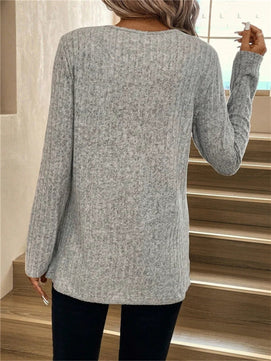 Ribbed Long Sleeve Knit Top