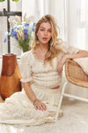 Top - Peasant Style - Lace - Smocked Waist - Flowy - Lightweight 5-2-usa ADORA Ship from USA