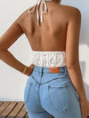 Lace Openwork Tied Top with No Stretch and Opaque Finish Apparel & Accessories > Clothing > Tops > Bodysuits Bodysuit Halter Halter Neck Hundredth Lace Lace Bodysuit Neck Neck Lace Ship From Overseas sync-pinterest