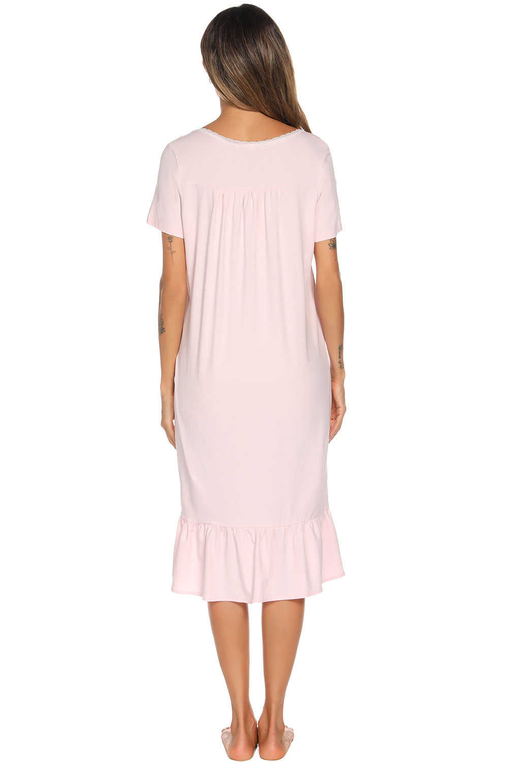 Lace Detail Square Neck Lounge Dress H#Y Ship From Overseas