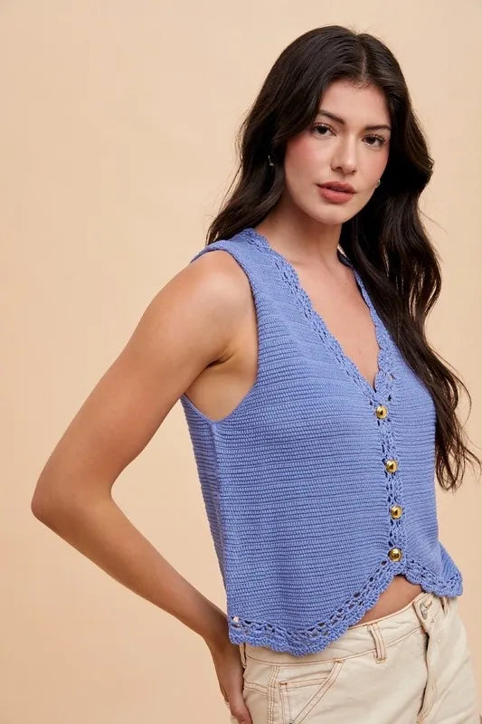 Cream Viscose Crochet Vest - Intricate Boho Layering 7-6 Annie Wear Ship from USA
