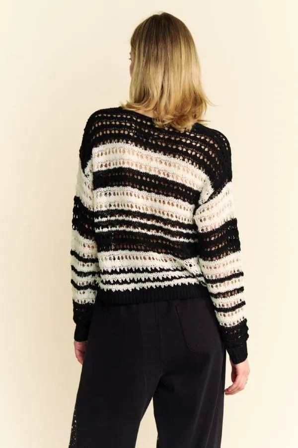 Striped Crochet Cover Up - Casual, Relaxed, Fashionable 7-6 Davi & Dani Ship from USA