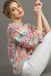 Babydoll Top - Mixed Print Lace Trim - 3/4 Sleeve Split Back Apparel & Accessories > Clothing > Tops autopostr_pinterest_72819 Only Available for U.S. Residents Ship from USA sync-pinterest Umgee USA