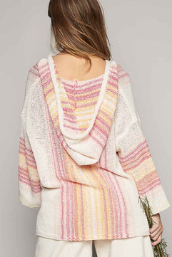 Striped Hooded Long Sleeve Sweater