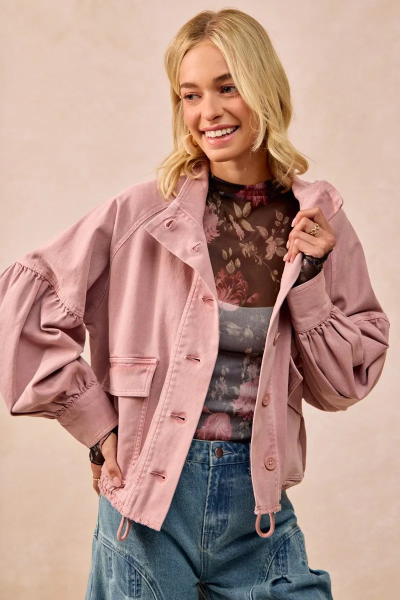 Floral Mesh Sheer Blouse with Ruched Sleeves BiBi Ship from USA