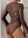 Sheer Lace Top with Decorative Buttons and High Stretch Apparel & Accessories > Clothing > Tops Bodysuit Lace Lace Bodysuit Leopard Neck Neck Lace Perfee Ship From Overseas sync-pinterest T V