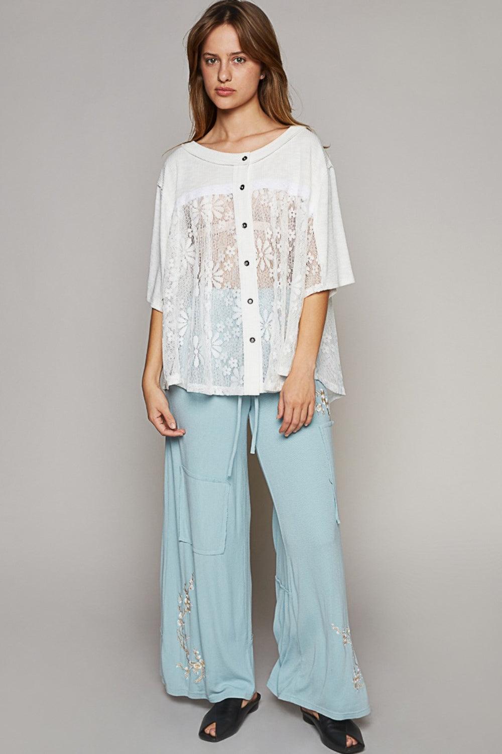 Off White Lace Top - Short Sleeve - Round Neck - Sheer Clothing & Accessories > Clothing > Tops autopostr_pinterest_71118 autopostr_pinterest_71178 autopostr_pinterest_71277 lace neck pol round short sleeve top