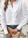Lace Blouse - Ruffled Sheer Opaque Design - Polyester Cotton Apparel & Accessories > Clothing > Tops DY Ship From Overseas sync-pinterest