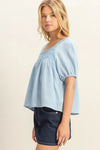 Peasant Top - Cotton Crochet Puff Sleeve - Bohemian Romantic Style 4-23-usa HYFVE Ship from USA
