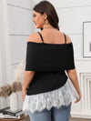 Lace Detail Blouse - Plus Size Stretch Polyester 1XL-4XL Apparel & Accessories > Clothing > Tops > Blouses Honey Ship From Overseas sync-pinterest