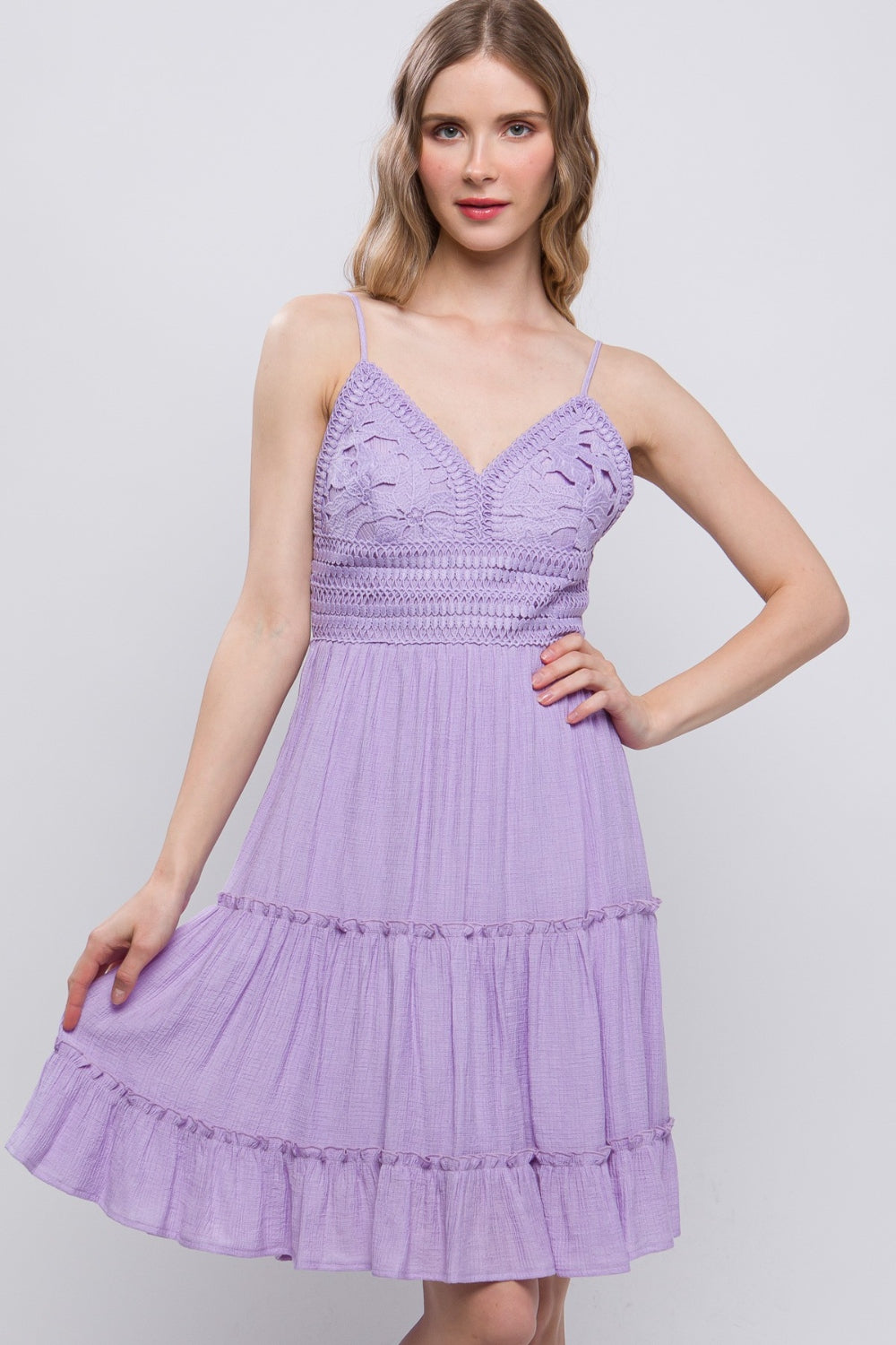 L Lavender Cami Dress - Lace Detail Clothing & Accessories > Clothing > Dresses autopostr_pinterest_71901 cami detail dress lace love mini neck PinterestNew tied tree