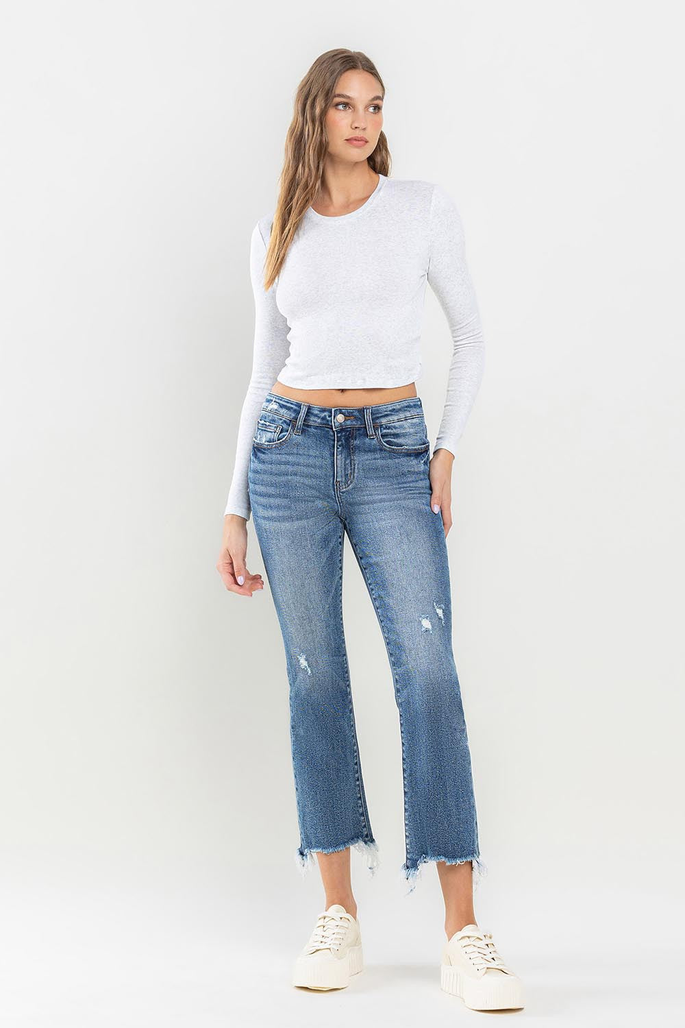 Denim Jeans - Mid Rise - Frayed Hem - Raw Edge - Pockets Apparel & Accessories > Clothing > Pants Lovervet Only Available for U.S. Residents Ship from USA sync-pinterest
